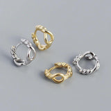 925 Sterling Silver Twist Hollow Ear Ring Geometric Trapezoid Ear Bone