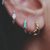 925 Sterling Silver Twist Hollow Ear Ring Geometric Trapezoid Ear Bone