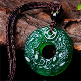 Natural Chalcedony Hand Carved Pixiu Safety Buckle Pendant Jadeite Jewelry
