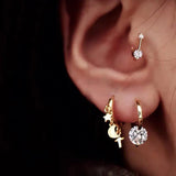 925 Silver Star Moon Cross Earring Tassel Drop Ear Jewelry