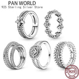 925 Silver Three Ring Intertwined Snake Texture Snowflake Women's Pan Ring