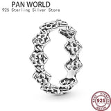 925 Silver Three Ring Intertwined Snake Texture Snowflake Women's Pan Ring