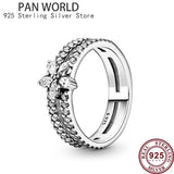 925 Silver Three Ring Intertwined Snake Texture Snowflake Women's Pan Ring