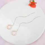 925 Silver Chain Long Earrings Freshwater Pearl Jewelry for Women