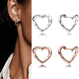 925 Silver Pan Earrings Crystal Love Earrings Wedding Gift Jewelry