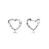 925 Silver Pan Earrings Crystal Love Earrings Wedding Gift Jewelry