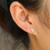 925 Sterling Silver Red CZ Earrings Minimal Delicate Dots Studs