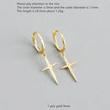925 Sterling Silver Cross Drop Earring Zircon Ear Ring French Style