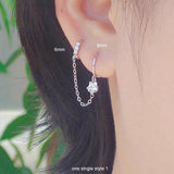 925 Silver Zircon Bow Circle Star Earrings
