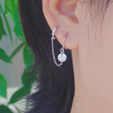 925 Silver Zircon Bow Circle Star Earrings