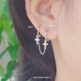 925 Silver Zircon Bow Circle Star Earrings