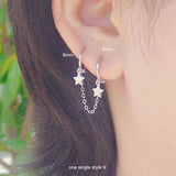 925 Silver Zircon Bow Circle Star Earrings