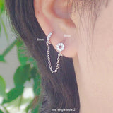 925 Silver Zircon Bow Circle Star Earrings