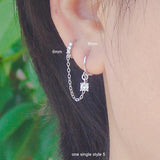 925 Silver Zircon Bow Circle Star Earrings