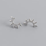925 Silver Punk Spike Rivets Stud Earrings Gothic Bohemian Jewelry