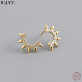 925 Silver Punk Spike Rivets Stud Earrings Gothic Bohemian Jewelry