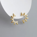 925 Silver Punk Spike Rivets Stud Earrings Gothic Bohemian Jewelry