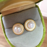 Pearl Earrings 14k Plated Stud Real Freshwater Pearl Jewelry