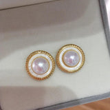 Pearl Earrings 14k Plated Stud Real Freshwater Pearl Jewelry