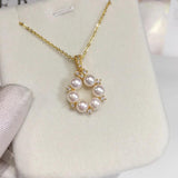 Freshwater Pearl Necklace Mini Pearl Jewelry Wreath Pendant Chain