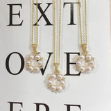 Freshwater Pearl Necklace Mini Pearl Jewelry Wreath Pendant Chain