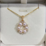Freshwater Pearl Necklace Mini Pearl Jewelry Wreath Pendant Chain