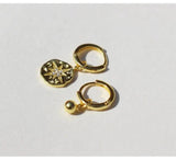 925 Silver Zircon Anise Star Round Bead Drop Earrings