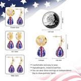 925 Sterling Silver Crystal Stud Earrings American Flag Teardrop Pendant Hoops