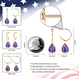 925 Sterling Silver Crystal Stud Earrings American Flag Teardrop Pendant Hoops
