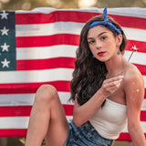 925 Sterling Silver Crystal Stud Earrings American Flag Teardrop Pendant Hoops