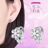 925 Silver Crystal Pendant Eardrop Earrings with Austrian Snowflake Crystals