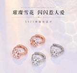 925 Silver Crystal Pendant Eardrop Earrings with Austrian Snowflake Crystals