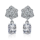 Rose Crystal Chain Earrings Austrian Wedding Charm Women
