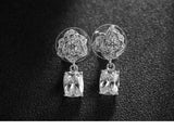 Rose Crystal Chain Earrings Austrian Wedding Charm Women