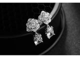 Rose Crystal Chain Earrings Austrian Wedding Charm Women