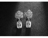 Rose Crystal Chain Earrings Austrian Wedding Charm Women