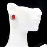 Dazzling Pink Morganite Red Ruby CZ 925 Silver Earrings