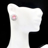 Dazzling Pink Morganite Red Ruby CZ 925 Silver Earrings