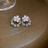 Zircon Pearl Flower Earrings Sweet Wind Earrings