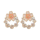 Zircon Pearl Flower Earrings Sweet Wind Earrings