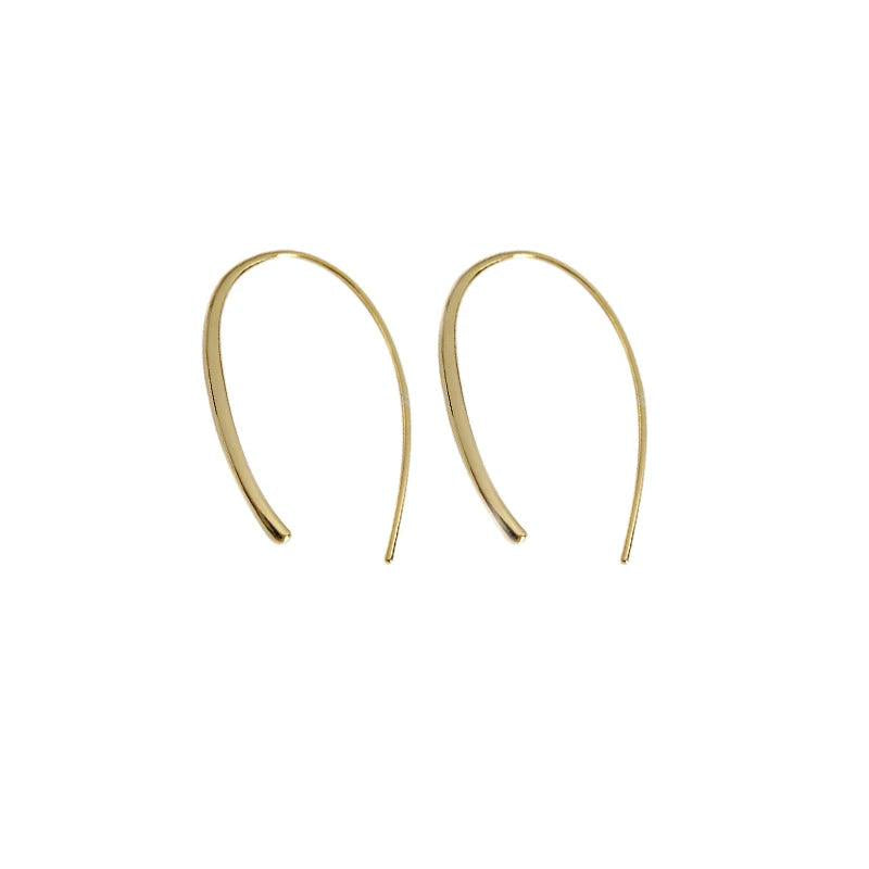925 Silver U Shape Women Hoop Earrings Minimalist Style