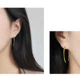 925 Silver U Shape Women Hoop Earrings Minimalist Style