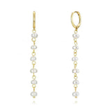 925 Silver Pearl Beads Dangle Earrings Long Chain Drop Earrings