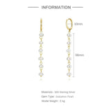 925 Silver Pearl Beads Dangle Earrings Long Chain Drop Earrings