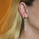 925 Silver Pearl Beads Dangle Earrings Long Chain Drop Earrings