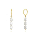 925 Silver Pearl Beads Dangle Earrings Long Chain Drop Earrings