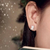 Zircon Christmas Cookie Man Stud Earrings 925 Silver Snowman Women