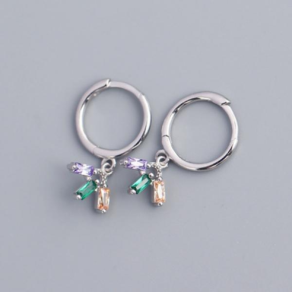 S925 Silver Zircon Hoop & Stud Earrings Set for Women