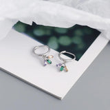 S925 Silver Zircon Hoop & Stud Earrings Set for Women