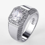 Men's Silver 925 Ring Size 8-12 AAAAA Zircon Wedding Jewelry